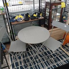 ★ジモティー割あり★丸カフェテーブル＆折畳チェア3点セット　イケ...