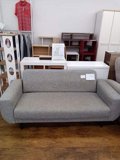 ☆ジモティ割あり☆ 二人掛けソファー グレー クリーニング済 YJ4364