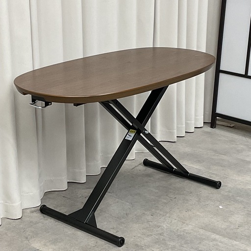 KE-44【新入荷　アウトレット品】インテリア　コア　EGGエッグ　昇降リビングテーブル　ブラウン