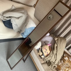 姿見ダークブラウン/ 割れ傷なし