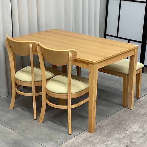 KD-64【新入荷 リサイクル品】ダイニング3点セット 白系