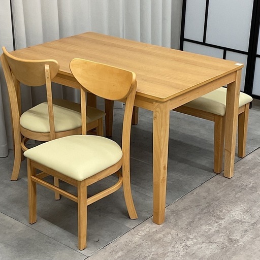 KE-46【新入荷　アウトレット品】ロンド　ベンチダイニング4点セット　ナチュラル
