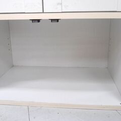 現状品 ミニ食器棚 ホワイト 幅60×奥行39×高さ90.2㎝ コンパクト キッチン収納 収納家具 苫小牧西店の画像