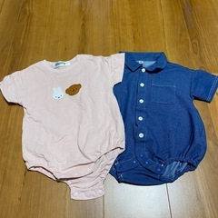 ミッフィー&クマ刺繍ロンパース2点セット 70-80の画像