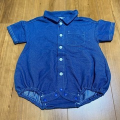 ウサギ刺繍フリルロンパース2点セット 80の画像