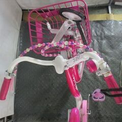 E330★9500円★整備済み 中古子供自転車 ミニー【16インチ　ピンク　補助輪付属 】の画像