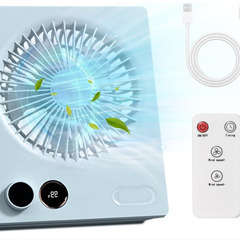 🌀夏準備セール中【新品未使用】YAMOOCO 卓上扇風機 充電式 小型 軽量 静音 リモコン付き 風量無段階 USB扇風機 ミニファン 壁掛け対応 液晶表示 角度調整可 オフィス 寝室 アウトドア用」の画像