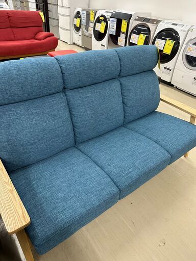 ジモティ来店特価!! 3人がけソファー ブルー J-2505158
