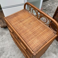 ラタンチェス　藤　キャビネット　タンス　収納タンス　レトロ　ヴィンテージ　ビンテージの画像