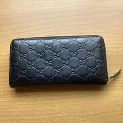 【財布】GUCCI グッチ グッチシマ リボンモチーフ ラウンドファスナー 長財布 レザー 黒 ブラック  値引き可！の画像