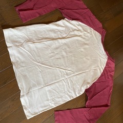 アメカジリングロングTシャツロンTカレッジプリントスタジャンスタイルスタジャンジャンパーホワイト　ワインレッドリング長袖 古着の画像