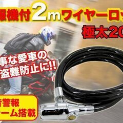 ★極太★ ワイヤー キーロック センサー 警報付き 大音量 自転車 2mの画像