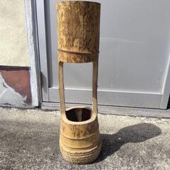 レトロ　華道具　竹二重切り(根付) 花入　花器