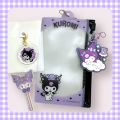 クロミ アクリルチャーム＆チェーン付きファスナーケース＆ラバマス...