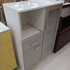 ★ジモティ割あり★ マルミツ レンジ台 ホワイト×シルバー W8...