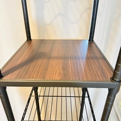 キッチンラック おしゃれ すき間 キッチン 収納 ラック ゴミ箱上 スチールラック 幅40 3段 奥行40 ルミナス ノワール 黒 幅41×奥行41×高さ174cm NO4018-KBの画像