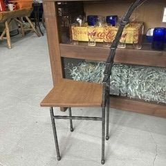B29★家風 KAFU★①チェア 1人掛け イス アイアン＋木 作家作品 鍛鉄 新品定価約4万円 スタイリッシュ オシャレの画像