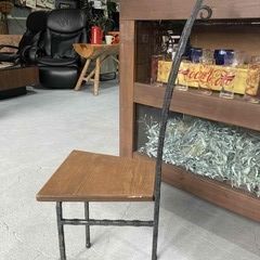 B29★家風 KAFU★②チェア 1人掛け イス アイアン＋木 作家作品 鍛鉄 新品定価約4万円 スタイリッシュ オシャレの画像