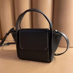 牛革　ハンドバッグ ショルダー付 本革 レザー 黒 レディース 