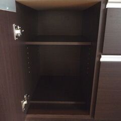 NITORI 食器棚 キュリー2 幅80cm ダークブラウン 上下分割式 ニトリ CULY2 キッチン収納 札幌市東区 新道東店の画像