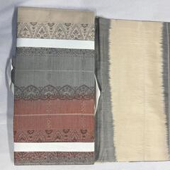 未着用　ペイズリー　唐花模様　絣　名古屋帯　着物　024tの画像