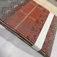 未着用　ペイズリー　唐花模様　絣　名古屋帯　着物　024tの画像