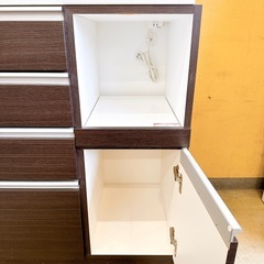 ニトリ 食器棚 キッチンボード ダークブラウン系