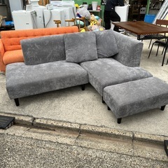 🛋️オットマン付き　3人掛けソファ　グレー　灰色