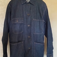 美品UNIQLOデニムジーンズジャケットカバーオールワークGジャン濃紺完売品ダンガリーシャツインディゴショップコートの画像