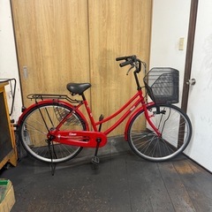 中古車　ママチャリ　26インチ　LEDダイナモライト　レッド　美品