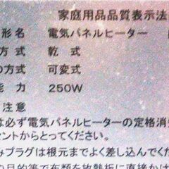 ◆取引条件有り◆ CARASARAパネルヒーターHL-650・切タイマー付・通電稼動確認済【AC100V-250W、62高x47幅x台座含む9.5奥㎝／パネル部3厚㎝、重量約3.6kg】の画像