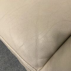 カリモク レザーソファ 幅198 本革 トリプルソファ ソフトグレインホワイト/シアーホワイト リビング ZT7303 中古家具 店頭引取歓迎 R9613の画像