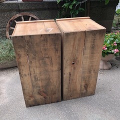 りんご箱　2個　道具入れ　薪入れ プランター コンポスト　腐葉土作り　キャンプギア入れ　などにの画像