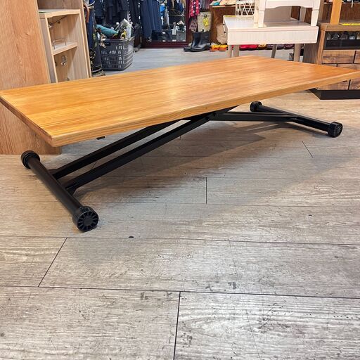 昇降テーブル 高さ調節 デスク ダイニングテーブル/ローテーブル 横幅120cm奥行59cm高さ28～72cm ★買取帝国 志木店 昇降テーブル 高さ調節 デスク ダイニングテーブル/ローテーブル 横幅
