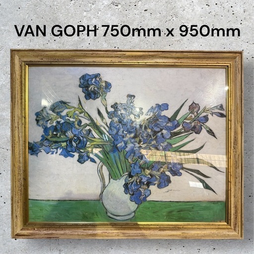 絵画 ゴッホ 油彩画 約30号 950x750 アイリスの花瓶 額装済