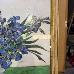 絵画 ゴッホ 油彩画 約30号 950x750 アイリスの花瓶 額装済の画像