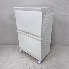 H 24011  キャスター付 2段ランドリーボックス    ◆...