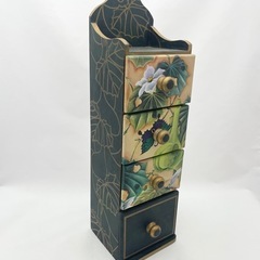 木製の小物入れ引出し ハンドメイド トールペイント