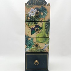 木製の小物入れ引出し ハンドメイド トールペイントの画像