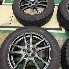社外16インチ 4本 6.5J＋48 PCD100 ダンロップスタッドレスタイヤ付 バリ溝 205/55R16 プリウス 86 インプレッサなど ホイールナット付きの画像