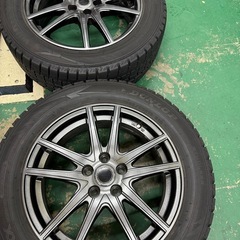 社外16インチ 4本 6.5J＋48 PCD100 ダンロップスタッドレスタイヤ付 バリ溝 205/55R16 プリウス 86 インプレッサなど ホイールナット付きの画像