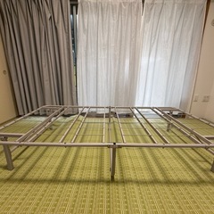 【引き取り】タンスのゲン　折りたたみ パイプベッド　グレー