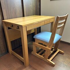 【高級】天然木 【美品】大塚家具購入　学習机＋椅子セット　おまけ付の画像
