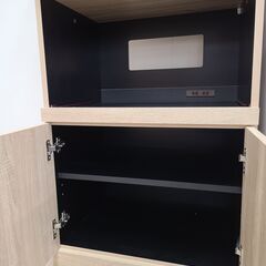 J9645　ワイエムワールド　食器棚　レンジボード　00-HN-1860RE　オーク　クリーニング済み【リユースのサカイ柏店】参考価格22,990円の画像