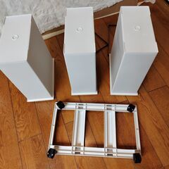 世田谷区近辺配送可能　訳あり品（蓋無し）　20ℓ×3個セット＝60L　3分別ワゴンペール　ゴミ箱　DUST BOX 　 ASVEL-アスベルの画像