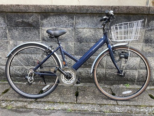 【クロスバイク】美品❗️LEDオートライト、前カゴ、泥除け付　700x38c 3x7段変速　若林自転車　膳所店　SALE中❗️