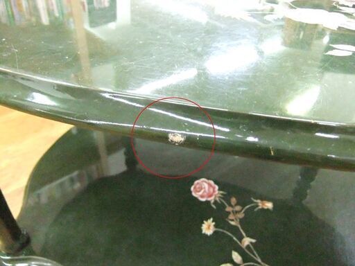 アンティーク調 花柄テーブル 机 2段 幅80×奥52×高44 グリーン 緑 札幌市厚別区 厚別店
