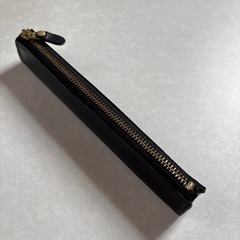 【超美品】ブラックレザー筆箱 スリムデザイン