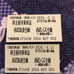 西武鉄道株主優待乗車証　2枚