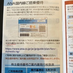 ANA株主優待券ですの画像